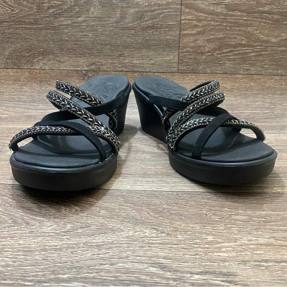 Skechers Size 9 Rumble On Night Out Black Rhinestone
Strappy Wedges Sandal New - Picture 4 of 10